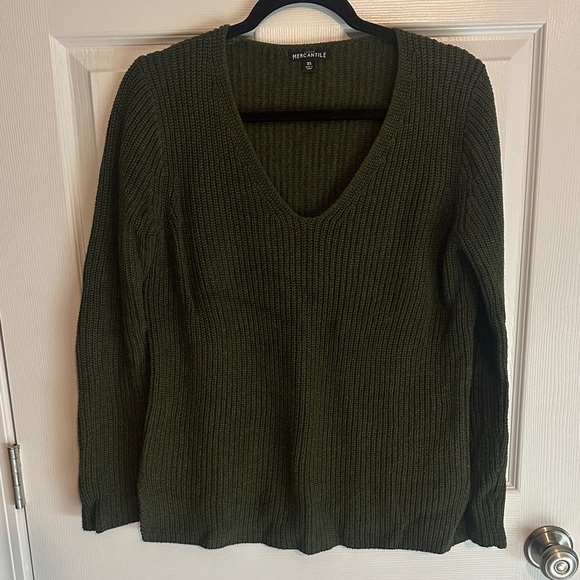 J. Crew Factory Sweaters - J. Crew Factory Women's Green V-Neck Sweater